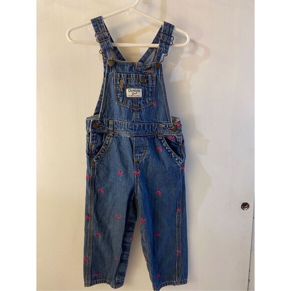 OshKosh B'gosh Other - Oshkosh jean overall denim with pink birds girls 24m